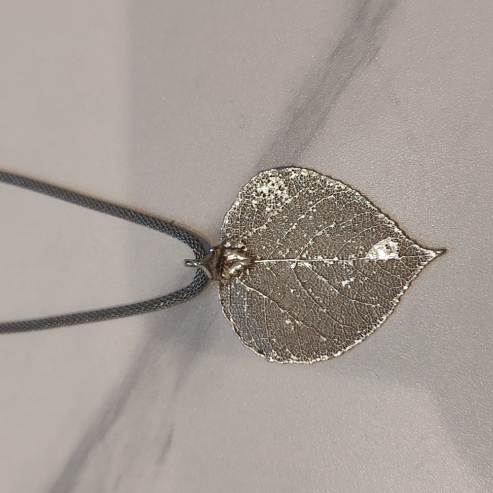 Dipped Silver Aspen Leaf Pendant With Lightweight Silver Chain Necklace